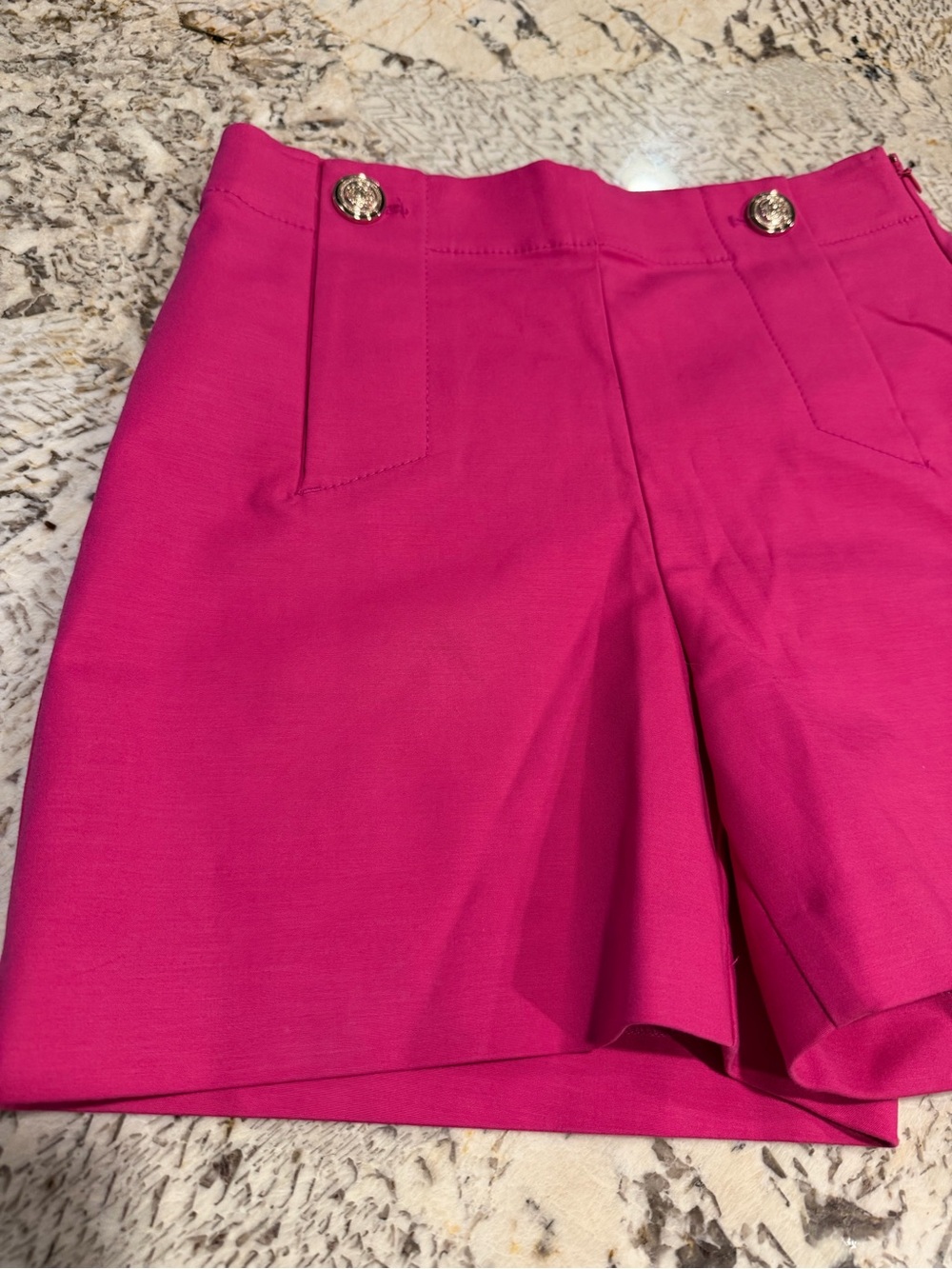 Ann Taylor Fuchsia High-Waist Tailored Shorts Zip Side Nautical Boat Vacation - Picture 4 of 7